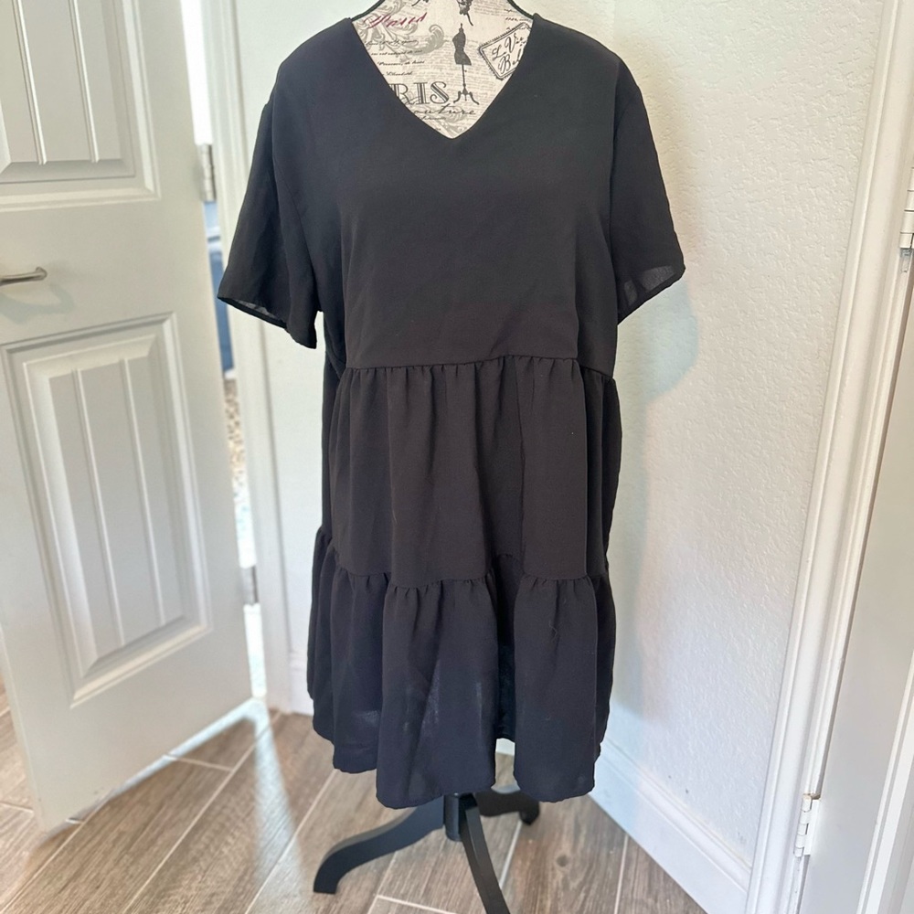Casual Black T-Shirt Dress
